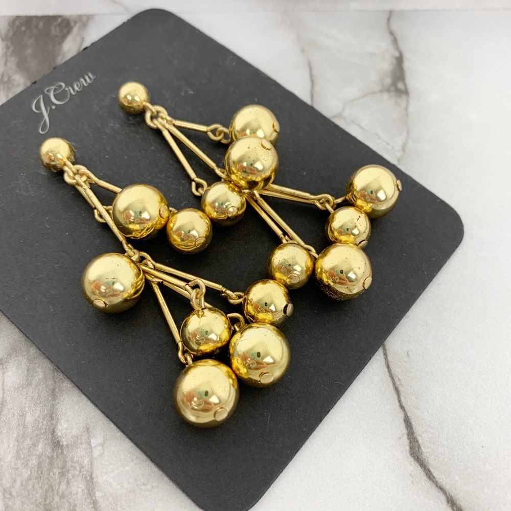 J. Crew Gold Plated Cascade Ball Drop Earrings - Picture 2 of 5